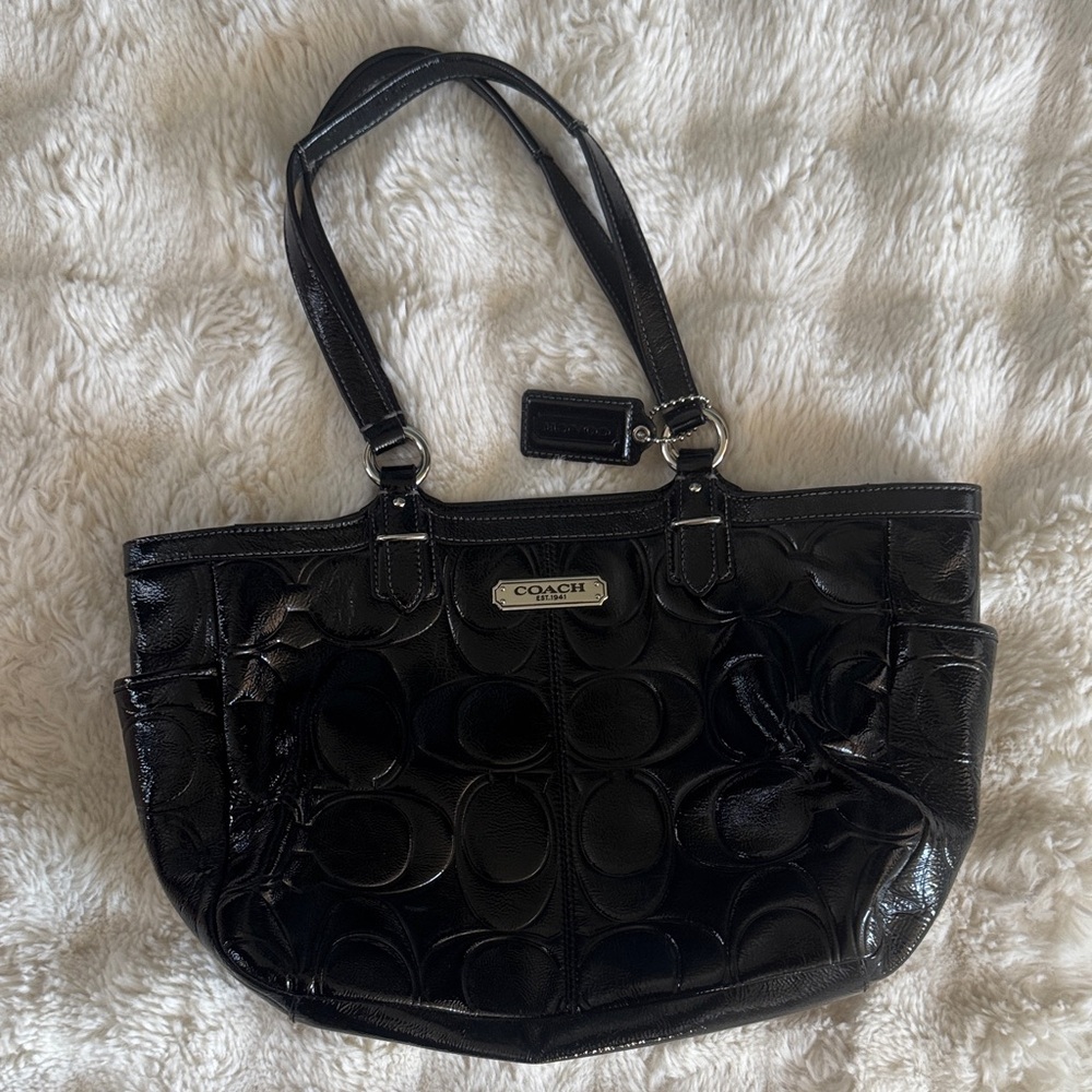 Coach Embossed Black Leather Tote - Picture 13 of 13